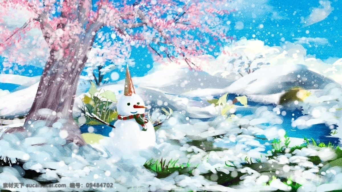 唯美 清新 冬天 你好 立冬 大雪 小雪 插画 壁纸 手机配图 朋友圈插图 冬天你好