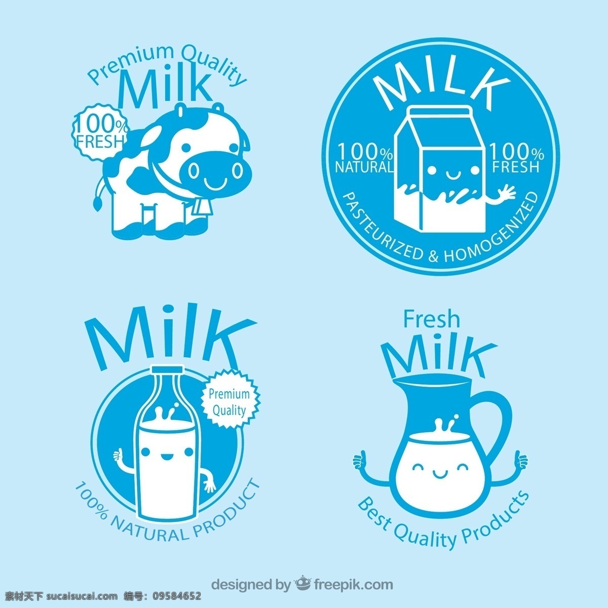蓝色 牛奶 标签 奶牛 新鲜 牛奶杯 源文件 矢量 高清图片