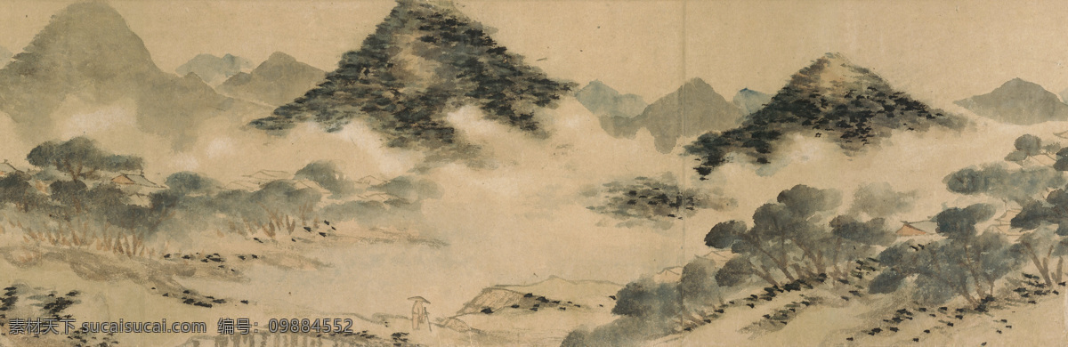 国画作品 国画 写意 陈淳 溪山雨后 文化艺术