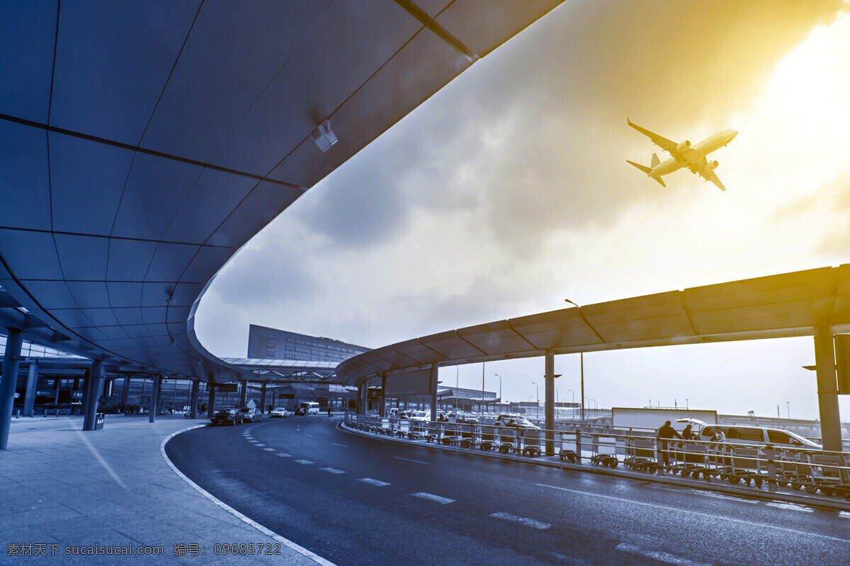 大型 机场 进出 道路 风光 大型机场 进出道路 飞机 交通工具 航空 现代科技