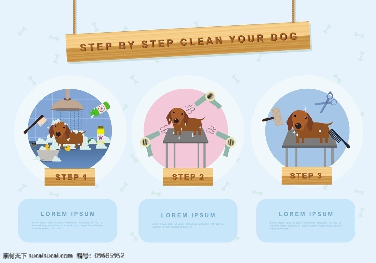 宠物 沐浴 步骤 插画 卡通动物 动物素材 动物 手绘动物 矢量素材 扁平动物 矢量动物 沐浴步骤 宠物沐浴