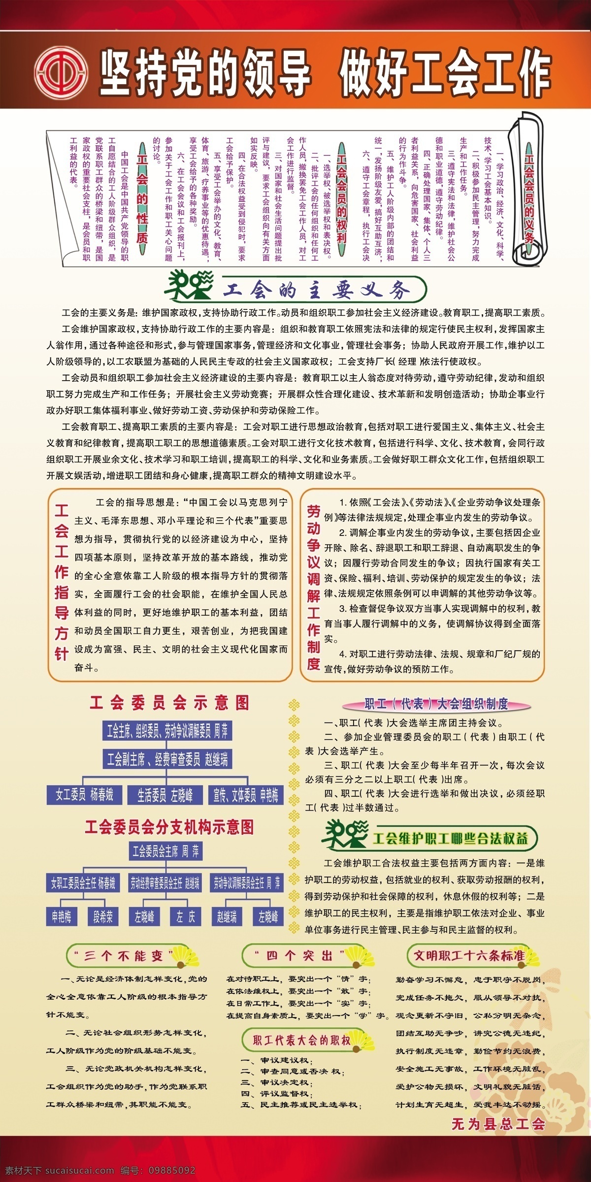 坚持党 领导 红色背景 花朵 工会委员会表 psd源文件