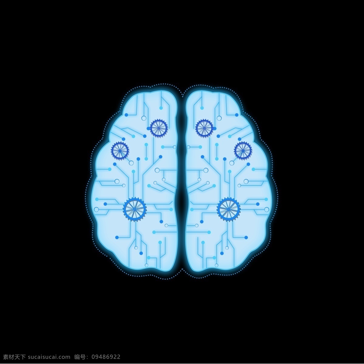 人工智能 科技 大脑 齿轮 蓝色 蓝色科技