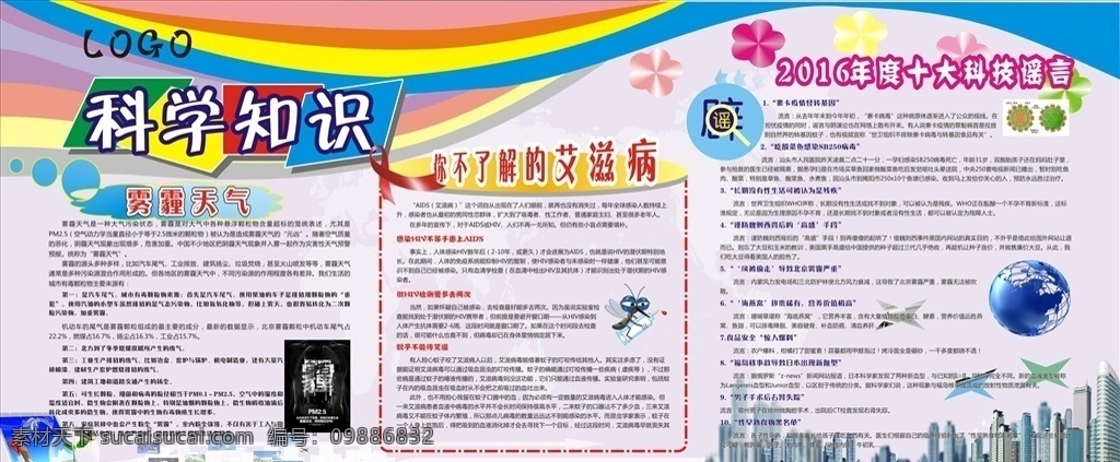 科学知识 雾霾天气 艾滋 十大科技 谣言 小常识 展板模板