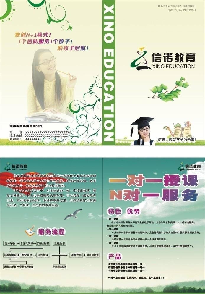 dm宣传单 草地 读书 花纹 蓝天 女生 培训机构 培训教育 宣传单 折页 博士生 中学生 学生 飘带 叶片 矢量 海报 企业文化海报
