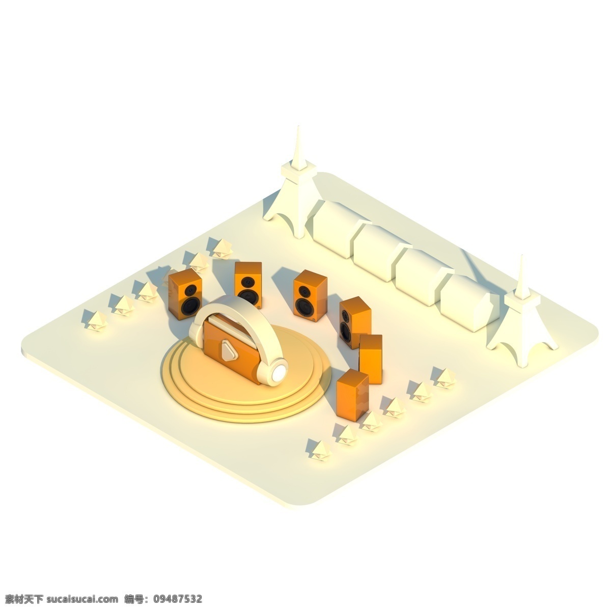 精品 音乐 场景 d 音响 商用 元素 分层 psd源文件 2.5d