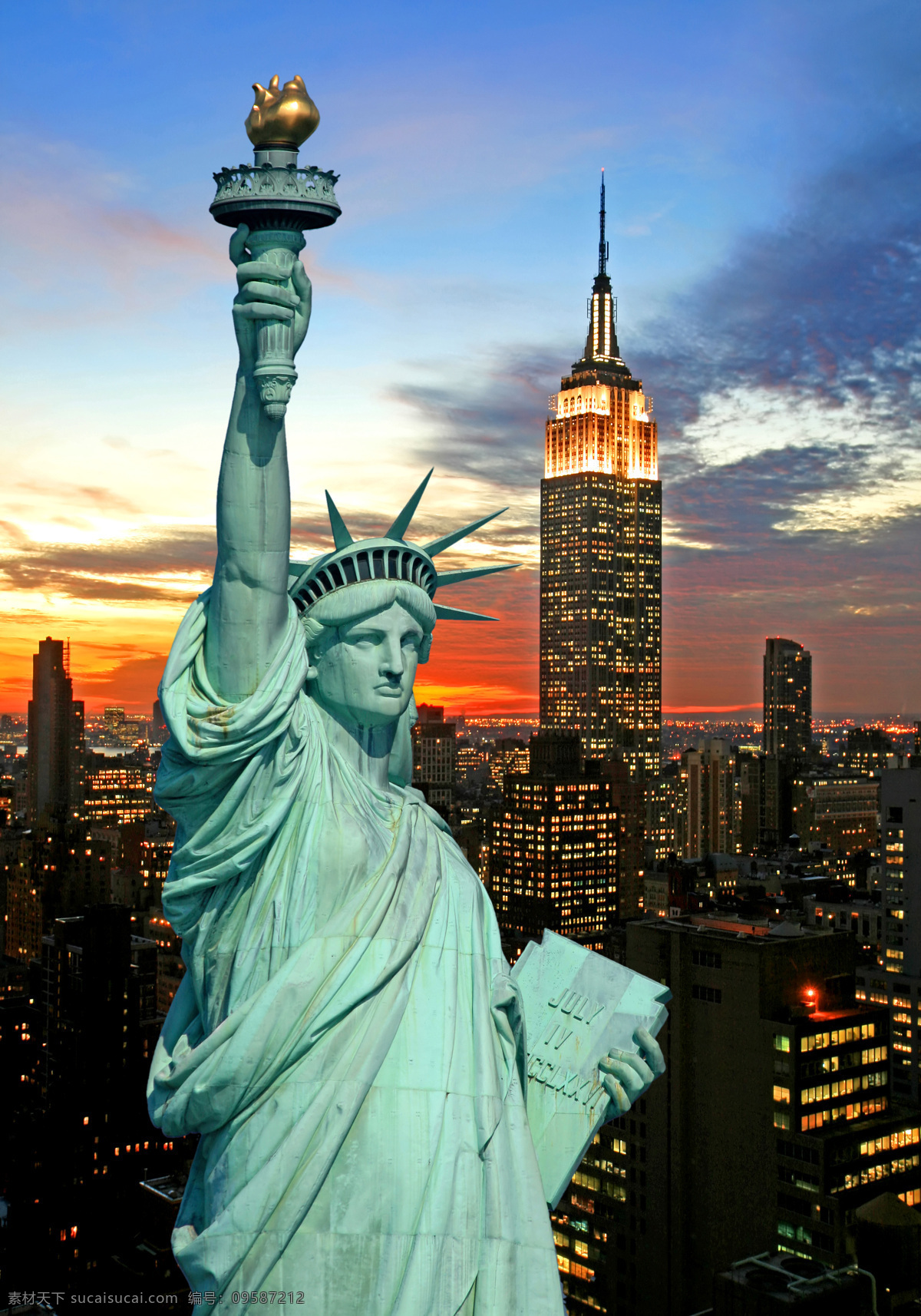自由 女神 纽约 夜景 纽约夜景 城市灯光 自由女神雕塑 标志性建筑 美国风景 美丽景色 建筑摄影 建筑设计 城市景观 环境家居