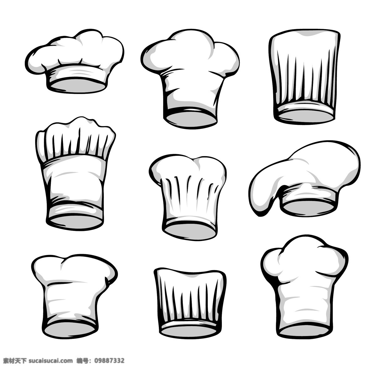 厨师帽 餐饮 手绘 餐饮图标 图标 装饰 矢量