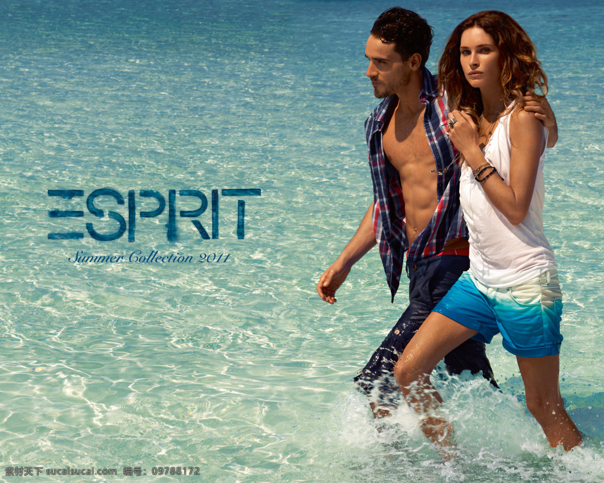 风格 服装 海边 男装 品牌 外国 esprit 夏季 海报 设计素材 模板下载 其他海报设计