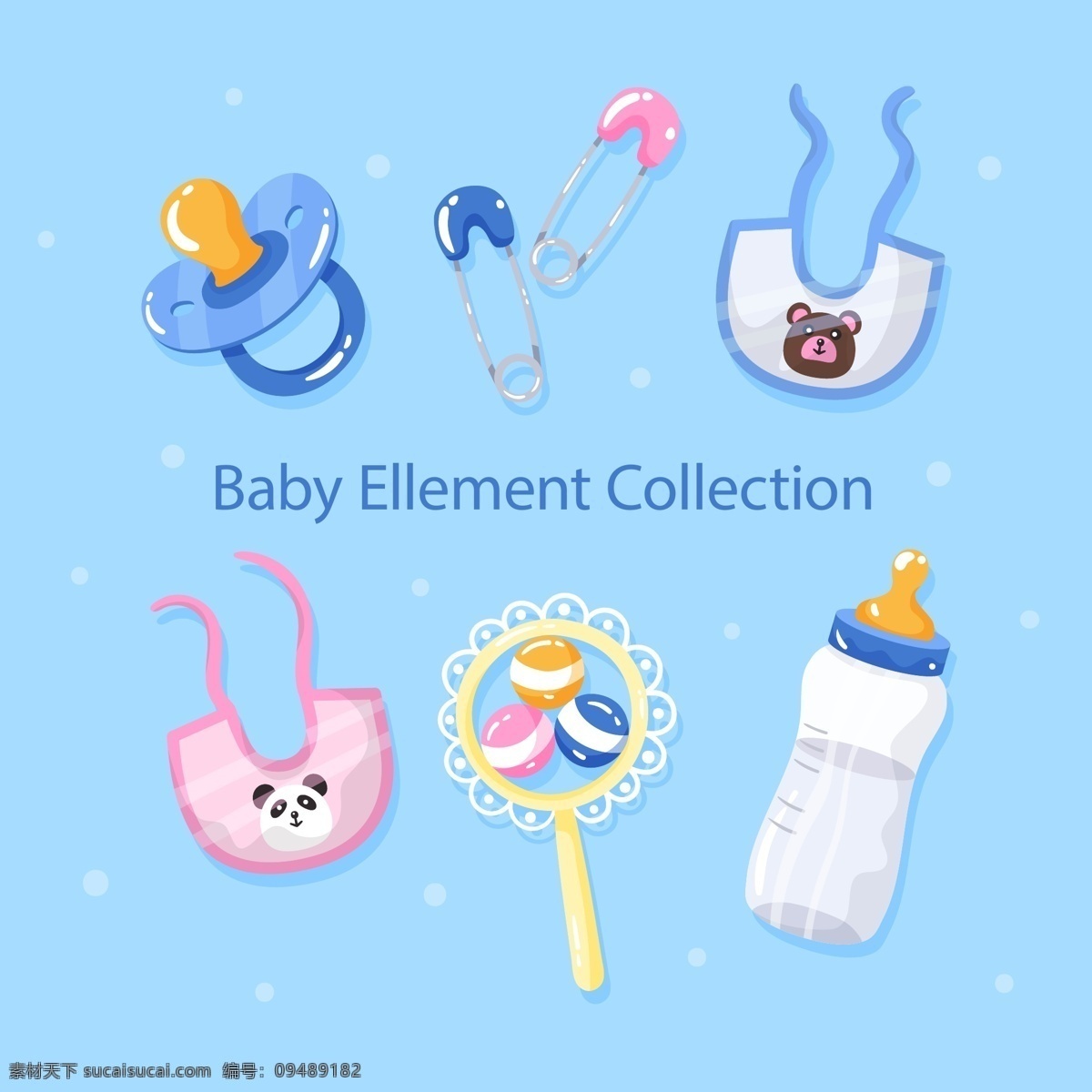 款 卡通 婴儿用品 矢量 7款 婴儿 用品 国内广告设计