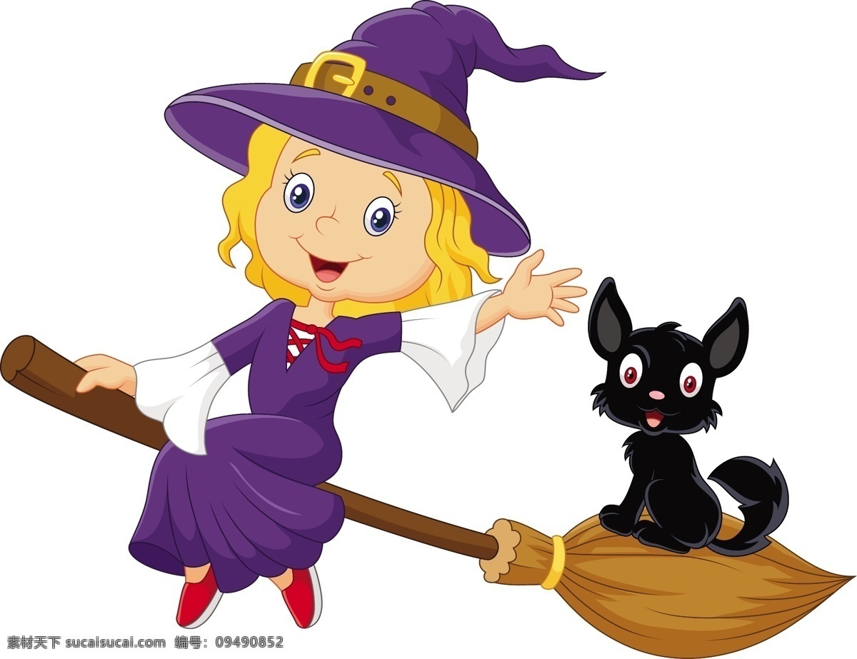 骑 扫把 上 女巫 猫咪 骑扫把 骑扫把的女巫 可爱的女巫 女巫矢量 扫帚 笤帚 黑猫咪 小黑猫 飞行的女巫 卡通动漫 动漫动画 动漫人物
