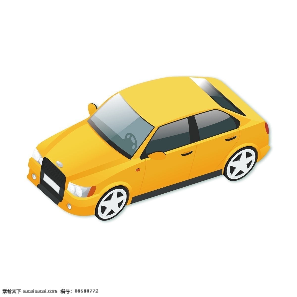 卡通 简约 黄色 汽车装饰 黄色汽车 创意 png元素 免抠元素 透明元素