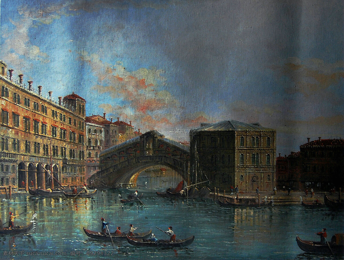 油画免费下载 威尼斯船景 老油画
