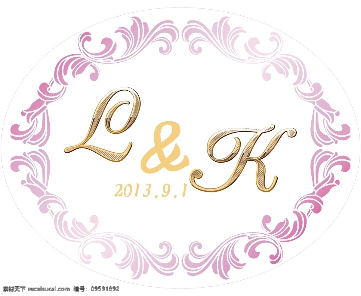 婚礼标牌 婚礼 花纹 lk花纹 金属字 广告设计模板 源文件