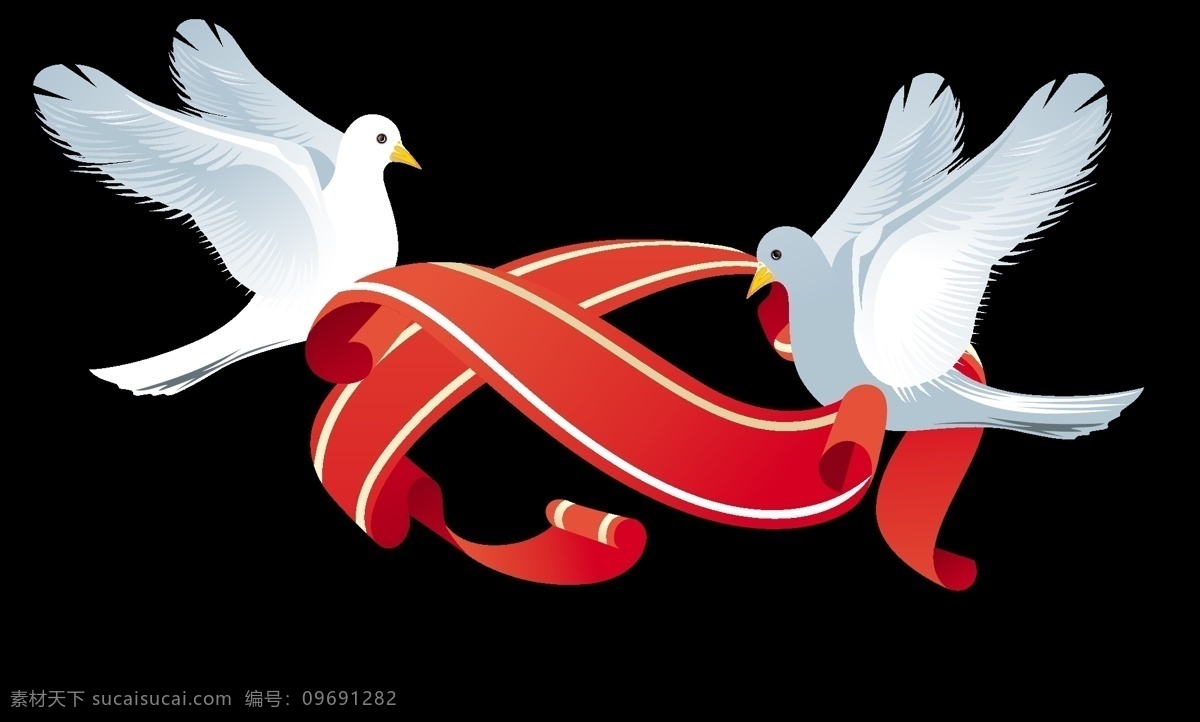 白色 和平鸽 红色丝带 白色和平鸽 矢量图 其他矢量图