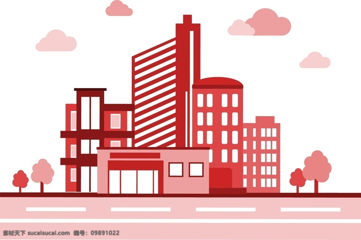 矢量 手绘 卡通 建筑 楼宇 欧美建筑 大厦 大楼 上海 剪影 建筑线条图 建筑效果图 免扣 便利店