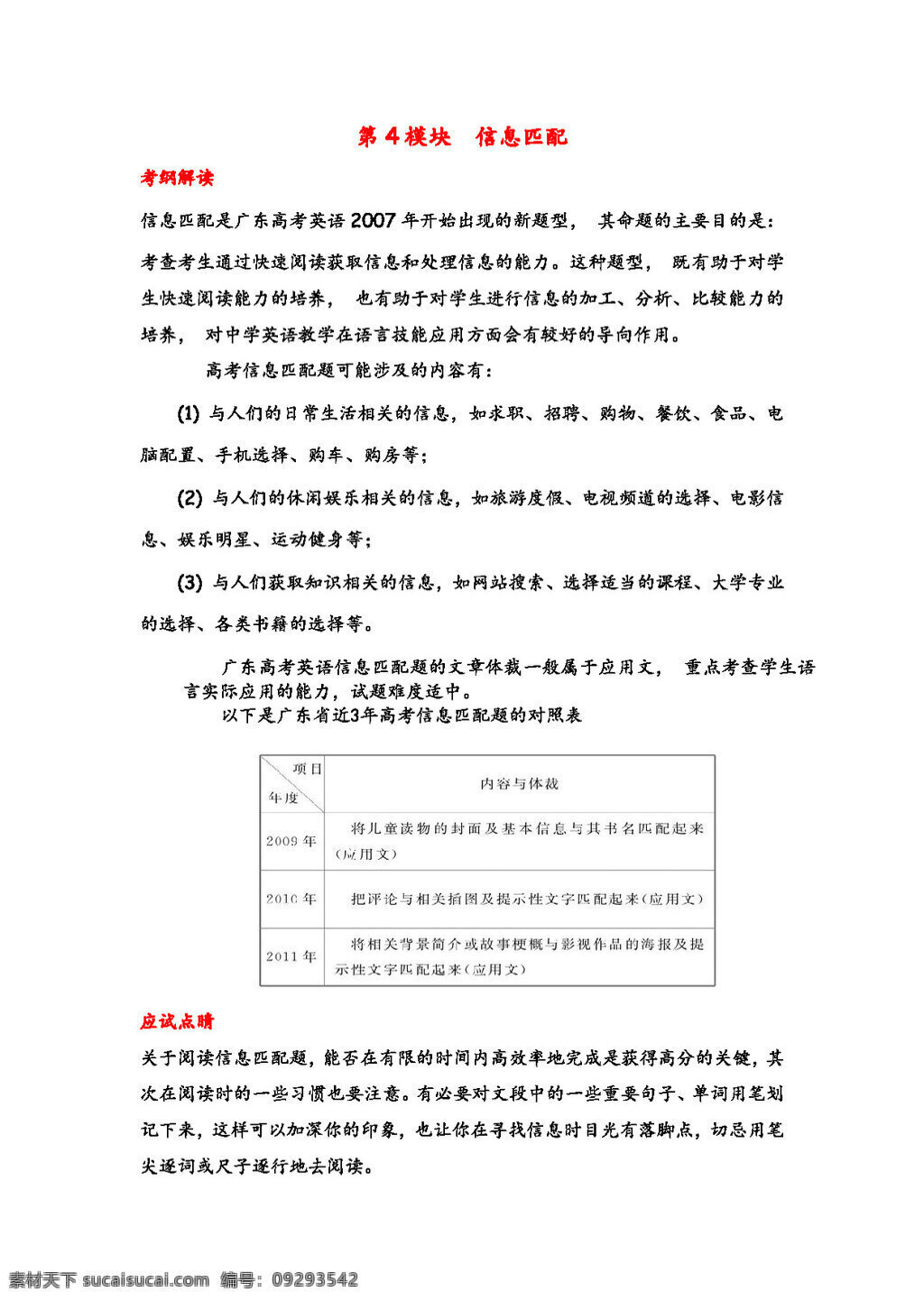 高考 专区 英语 模块 信息匹配 模块导读 高考专区 人教版 学案