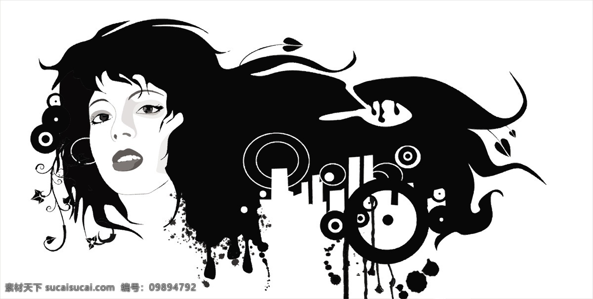 女性 头像 花纹 剪影 矢量 矢量图 矢量人物