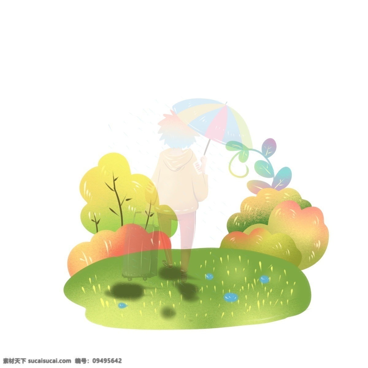 人物 小 清新 下雨 国庆节 旅行 动态 gif 元素 小清新 节日元素
