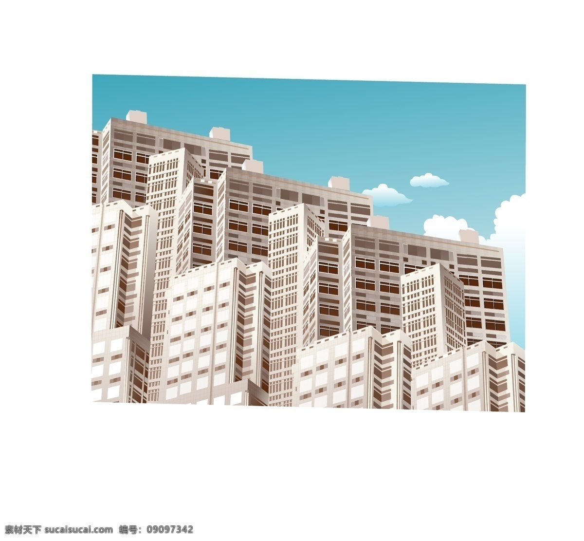 矢量 摩天大楼 线 稿 白云 城市 大厦 高楼 建筑 蓝天 家居装饰素材 建筑设计