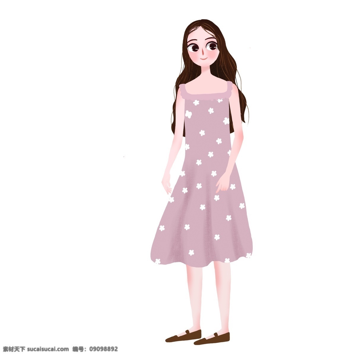 梦幻 小 清新 穿着 波 点 裙 女孩子 手绘 少女 美女 治愈系 女生 波点裙 人物设计