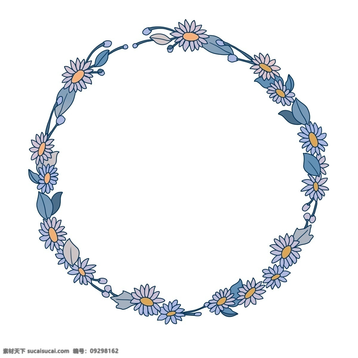 野菊 装饰 花环 插画 野菊花环 圆形花环 植物装饰 花朵 花卉 卡通花环 漂亮的花环 春天的花环 花环插画