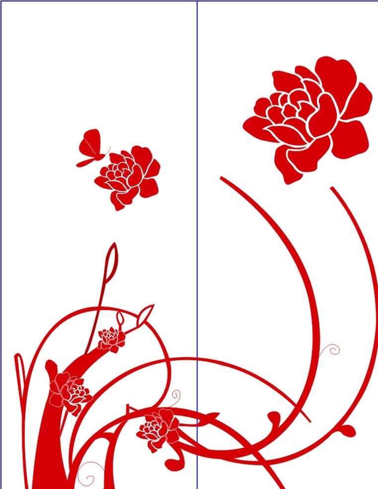 花 衣柜花 衣柜图案 玫瑰花 蝴蝶 红花