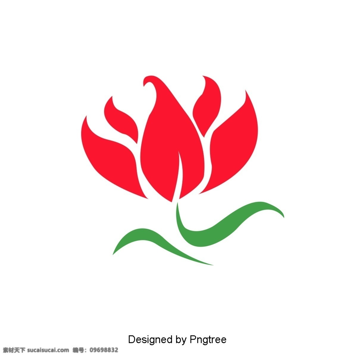 红花 矢量 卡通 花 植物 叶 红色
