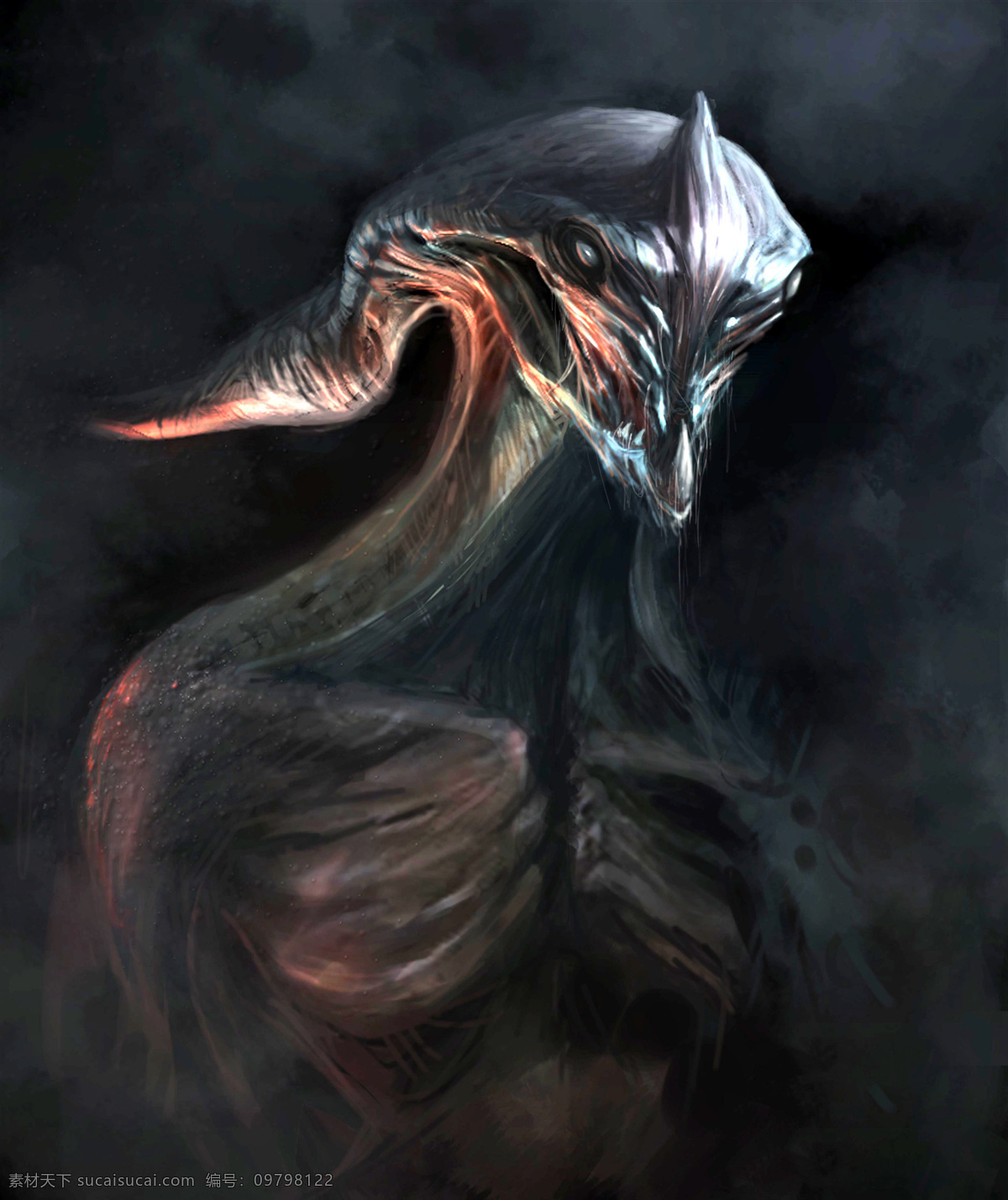动漫动画 怪兽 幻想世界 绘画 科幻 科幻世界 恐怖 魔幻 外星异形 异形 异形生物 外星生物 外星人 变异人 变异 设计素材 异形怪兽 psd源文件