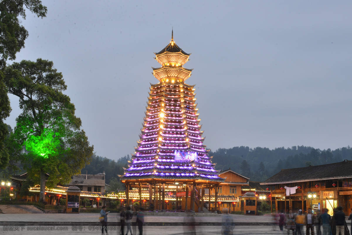 寨沙侗寨 贵州 铜仁 塔楼 夜景 人文景观 旅游摄影