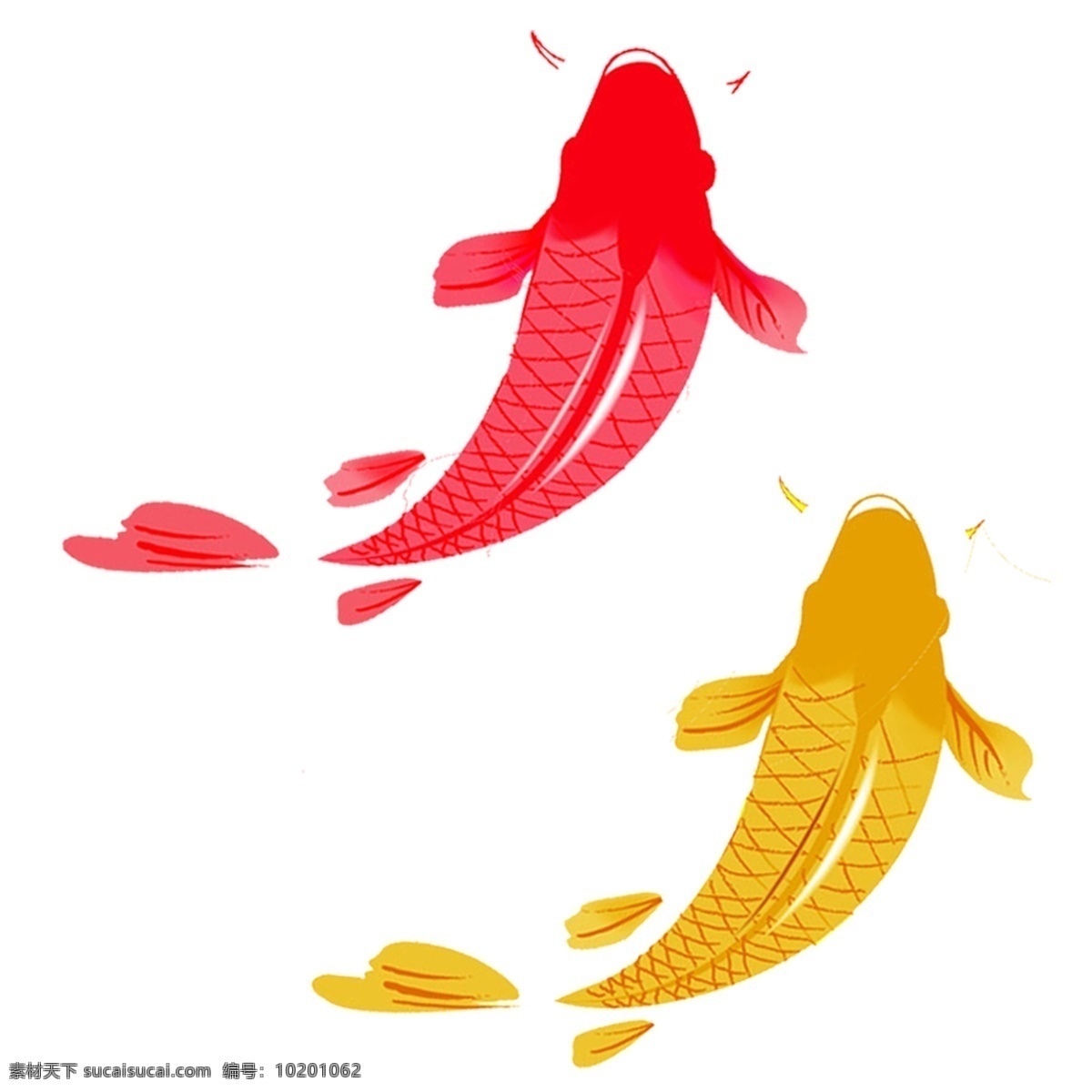 红色 鲤鱼 卡通 透明 红色鲤鱼 卡通元素 透明素材 动物 装饰图案