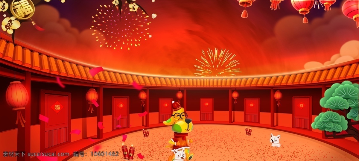 中国 风 春节 烟花 灯笼 banner 背景 红色背景 喜庆素材 晚会背景 红色背景展板 红帘 红色 红色背景下载 年会背景