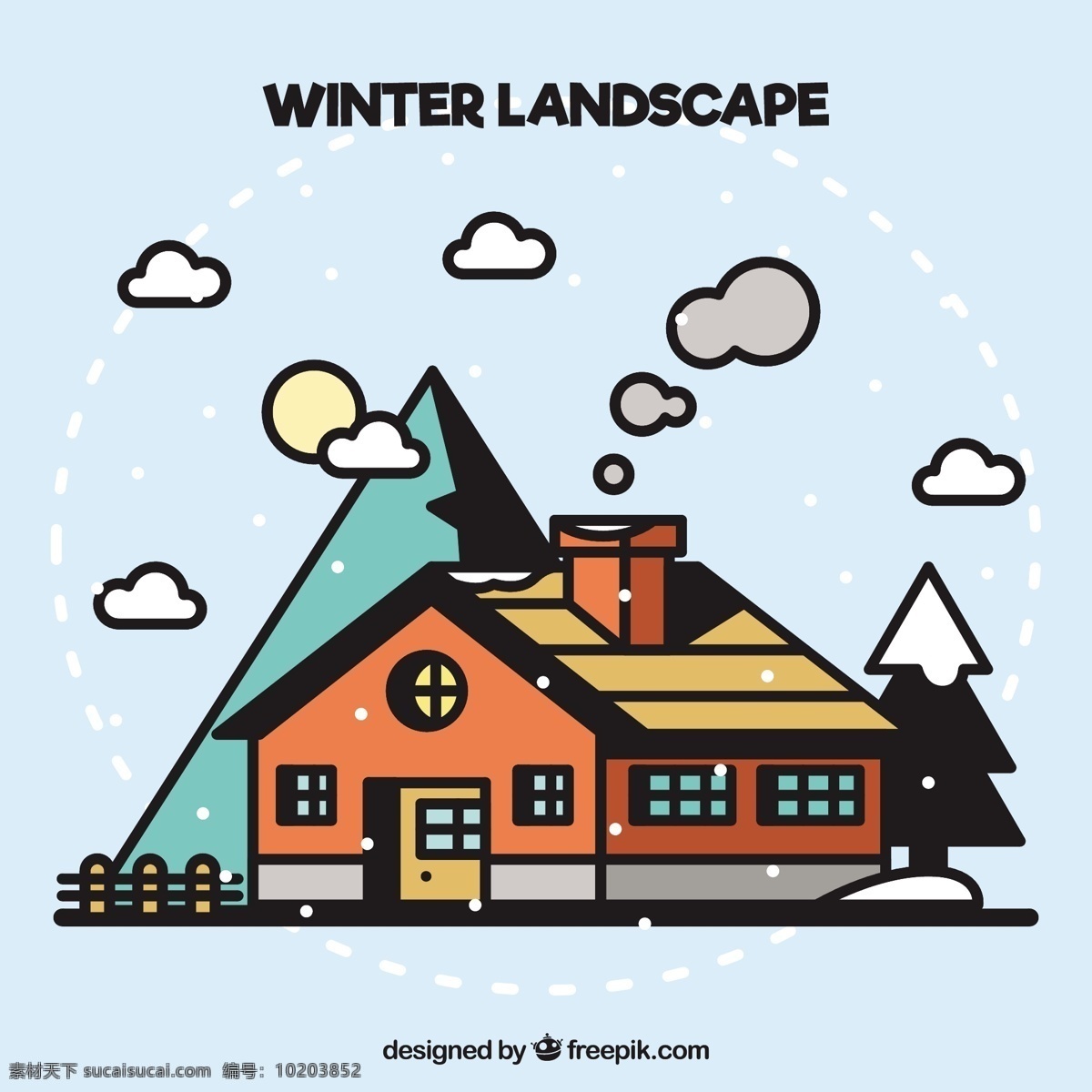 山 松树 房子 背景 雪 冬天 景观 寒冷 冬天的背景 雪的背景 季节 十二月 季节性