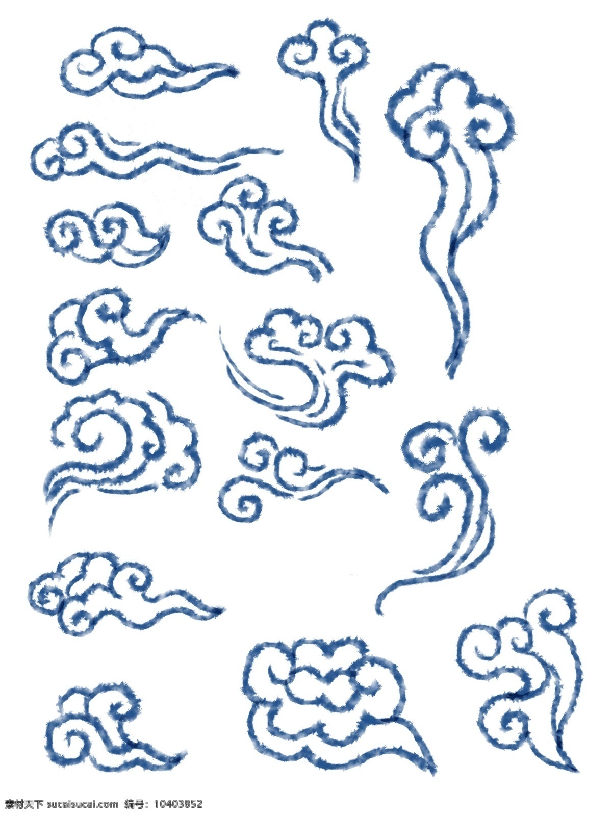 款 独立 深蓝色 中国 风 祥云 底纹 古典 花纹 深蓝 手绘 笔触 纹样 中国传统 吉祥 云朵 图案 复古 线稿