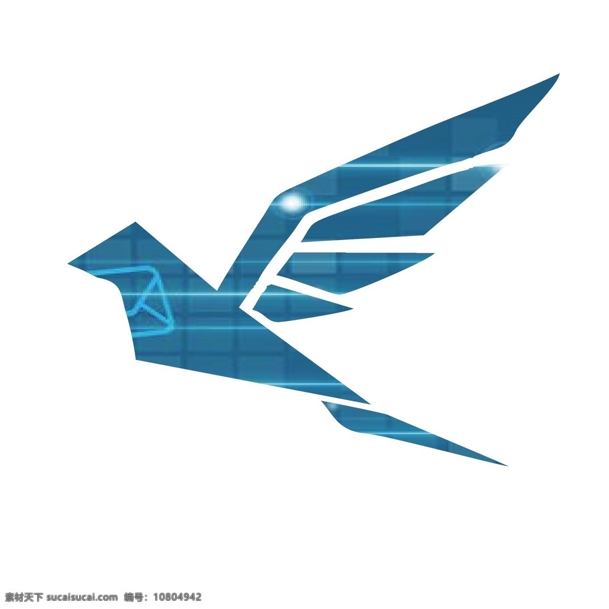蓝色 科技 信鸽 鸟 矢量 免 抠 图 卡通 手绘 炫彩 扁平 科技风 科技感 光斑 光线 飞翔 动物 电商设计