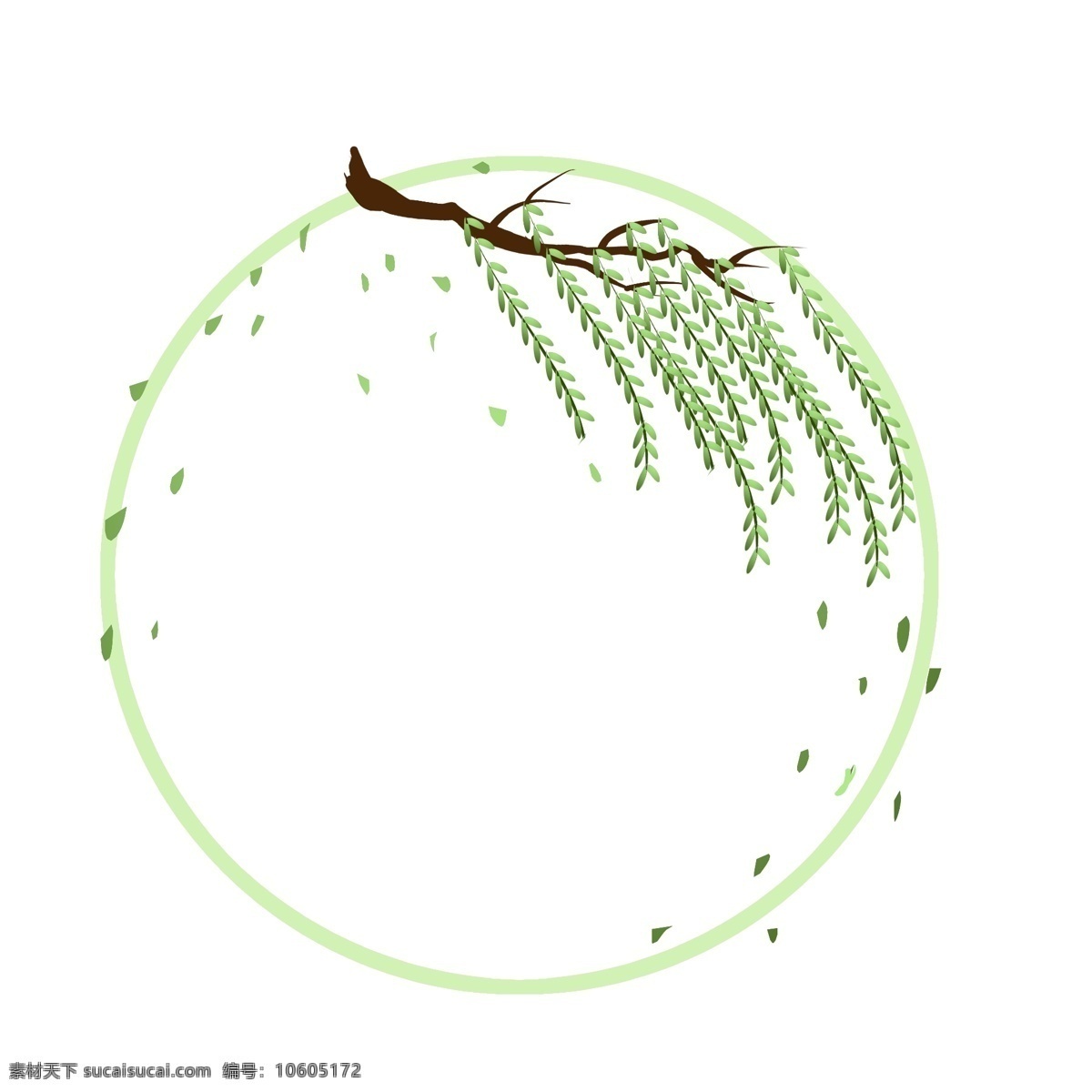 柳树 边框 装饰 插画 柳树边框 圆形边框 漂亮的边框 创意边框 立体边框 植物边框 边框的插画