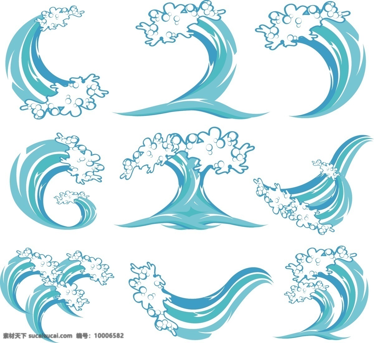 矢量 蓝色 海浪 图形 花纹 矢量素材 线条 矢量图 花纹花边