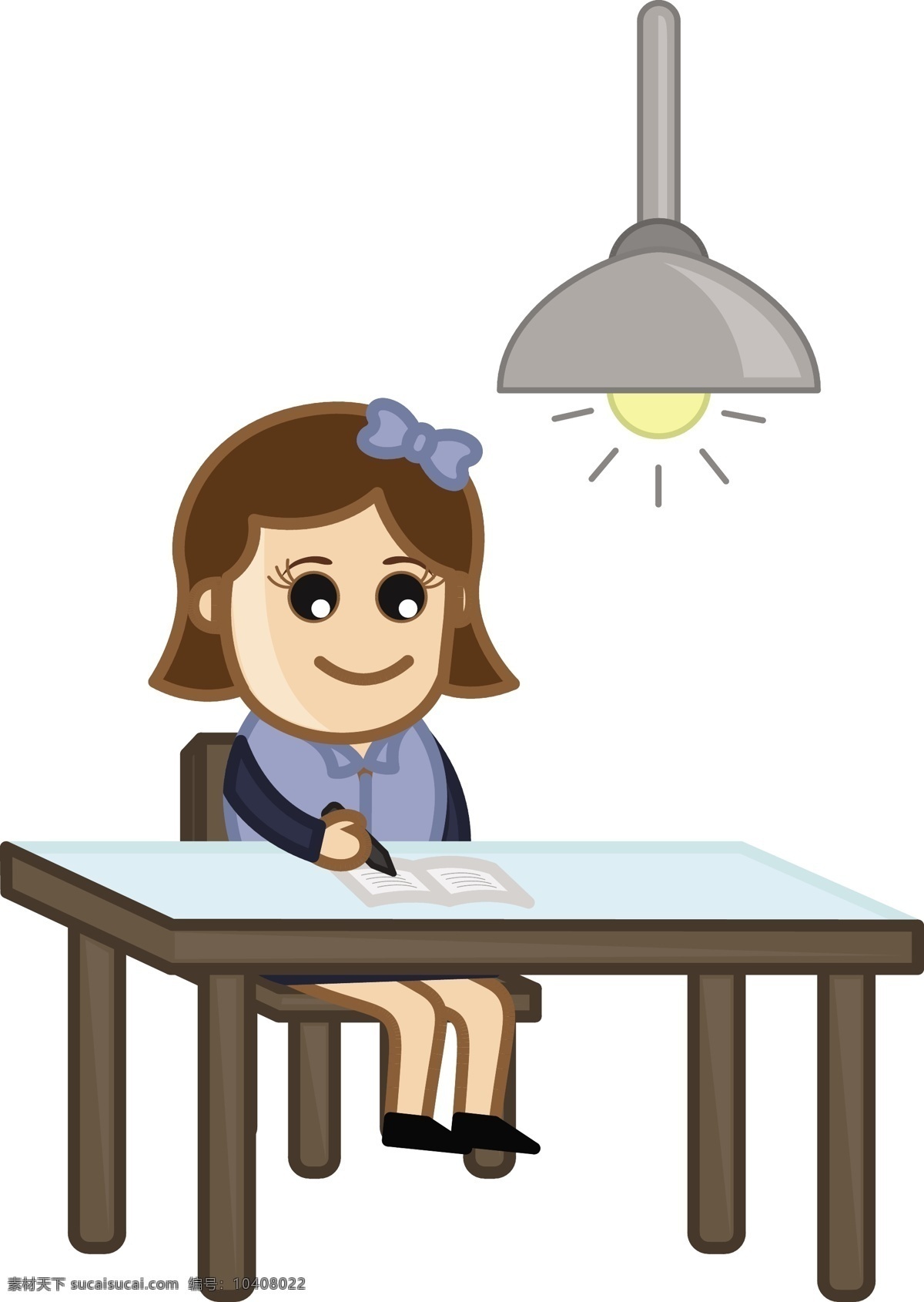 女孩 学习 深夜 卡通 商业 矢量 插图 矢量图 其他矢量图