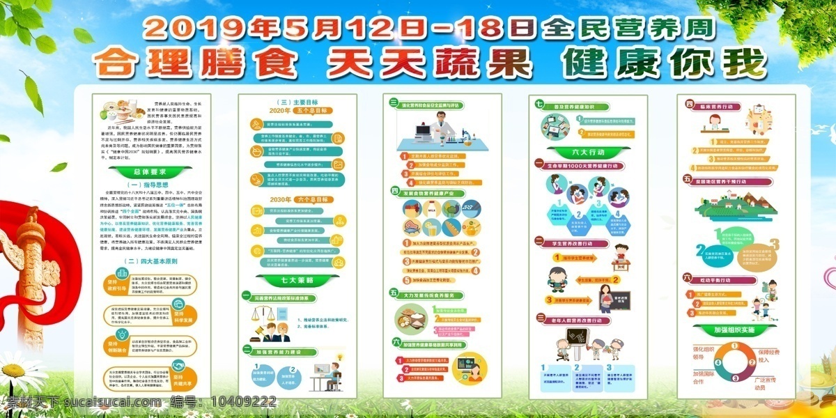 2019年 5月12日 18日 全民营养周 合理膳食 天天蔬果 健康你我