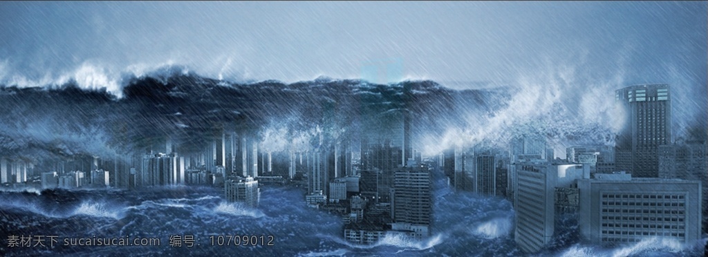 海啸场景 海啸 自然灾害 海报 自然 巨浪 自然景观