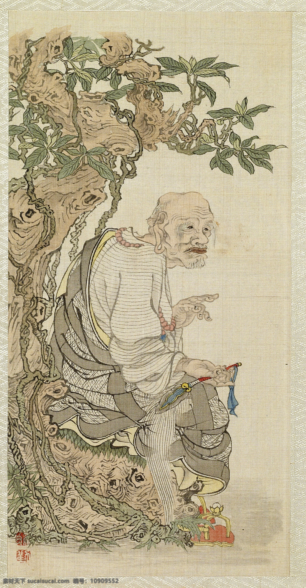 十 六 罗汉 图 尊者 跋 陀罗 贯休 工笔 人物 国画 五代 十六罗汉 绘画书法 文化艺术