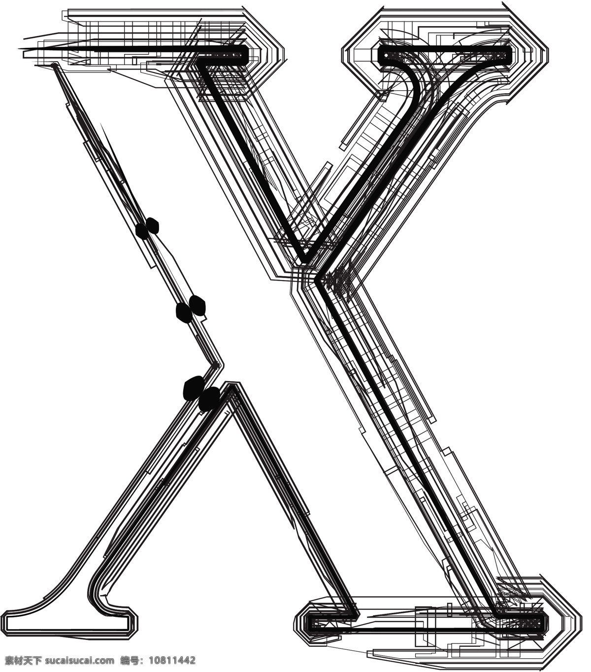 字体 字母 x 技术 矢量图 其他矢量图