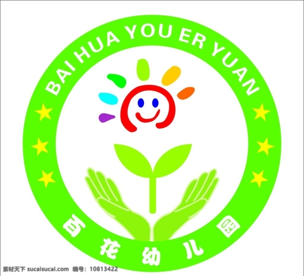 幼儿园 logo 幼儿园标志 卡通太阳 禾苗 手 学校标志 学校logo 设计元素 logo设计