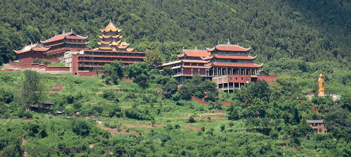 达州 达州市 西圣寺 寺庙 禅院 佛 山 凤凰山 房子 如来 金身 雕像 塔 人文景观 旅游摄影