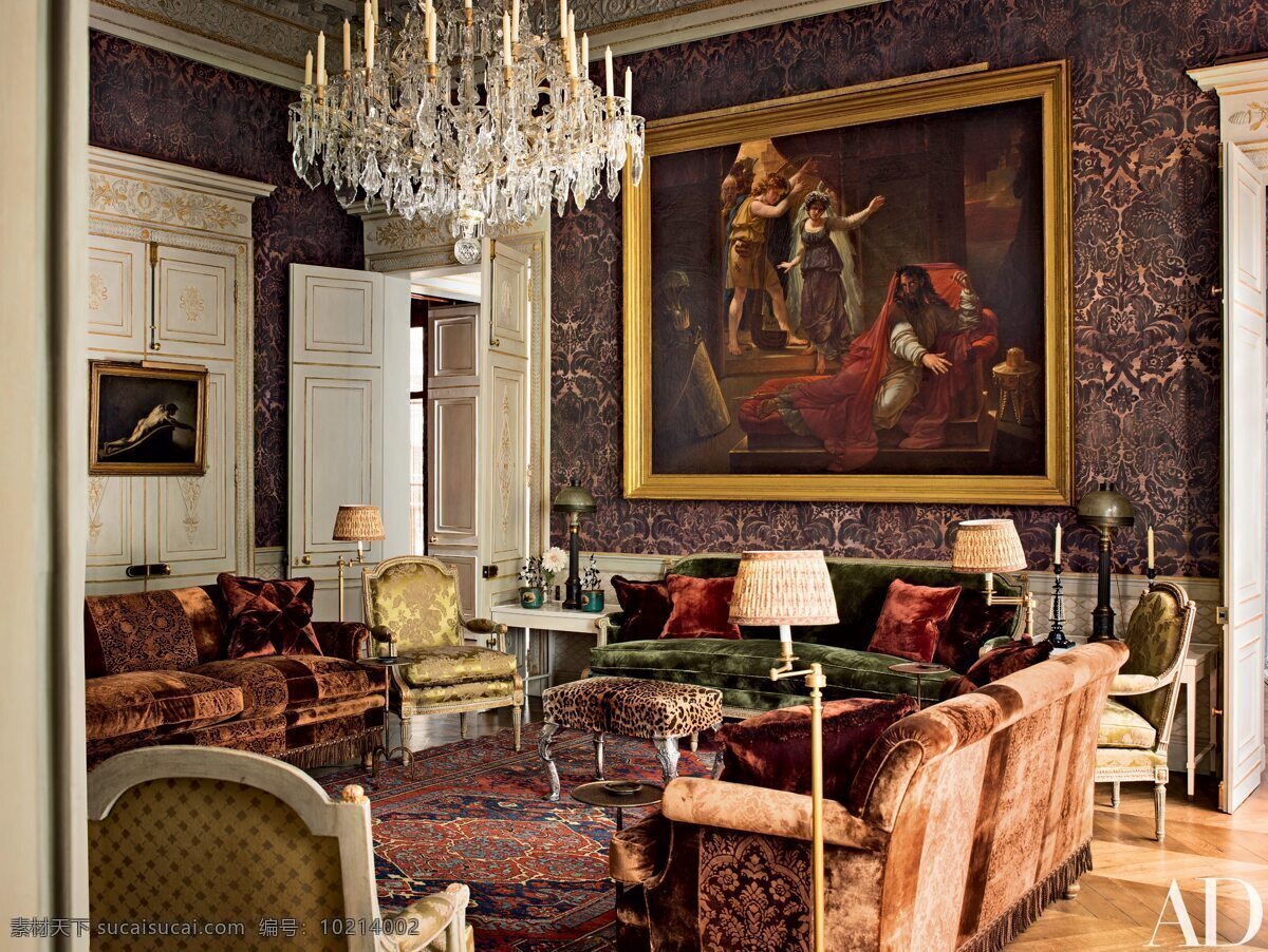 欧式客厅 客厅 欧式 奢华 室内设计 油画 豹纹 水晶 建筑园林 室内摄影