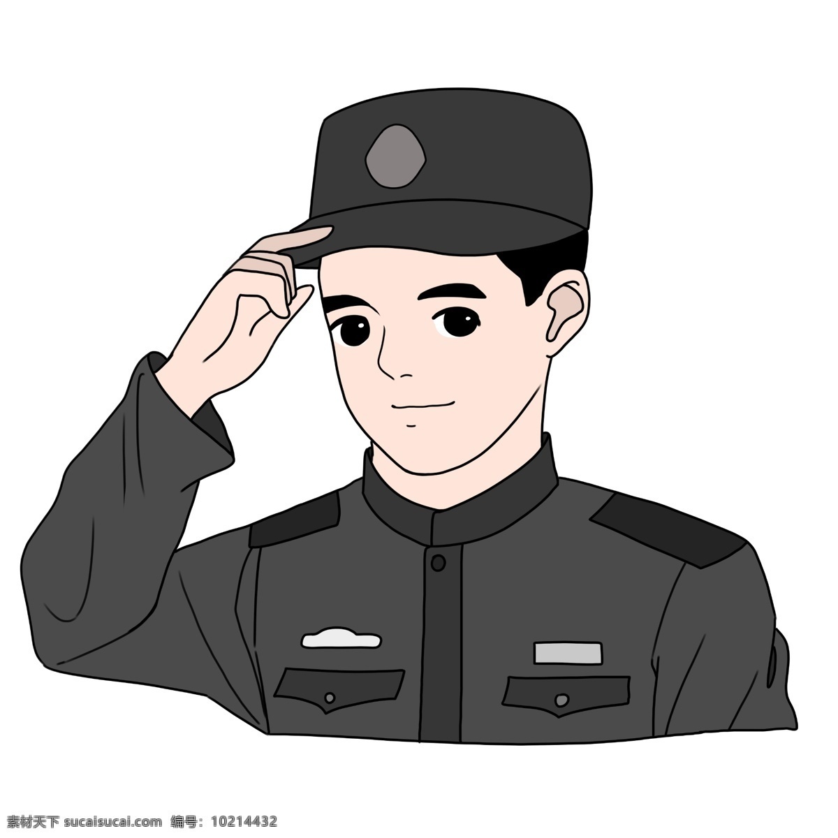 男生 警察 卡通 插画 男士的警察 卡通插画 警察插画 职业插画 警察工作 人民警察 执勤的警察