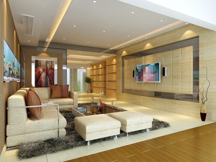 温馨 客厅 装饰 3d模型 电视机 沙发茶几 客厅修饰 3d模型素材 室内装饰模型