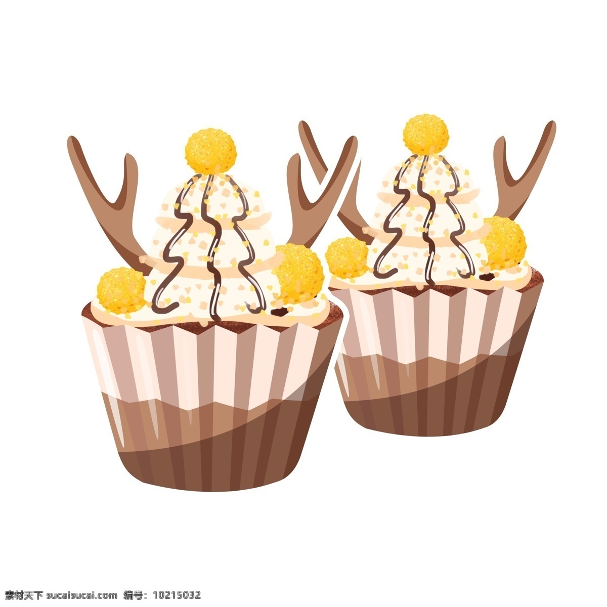 美食 甜品 深秋 鹿角 蛋糕 商用 chocolate cupcake 矢量 卡通 巧克力 杯蛋糕 奶油