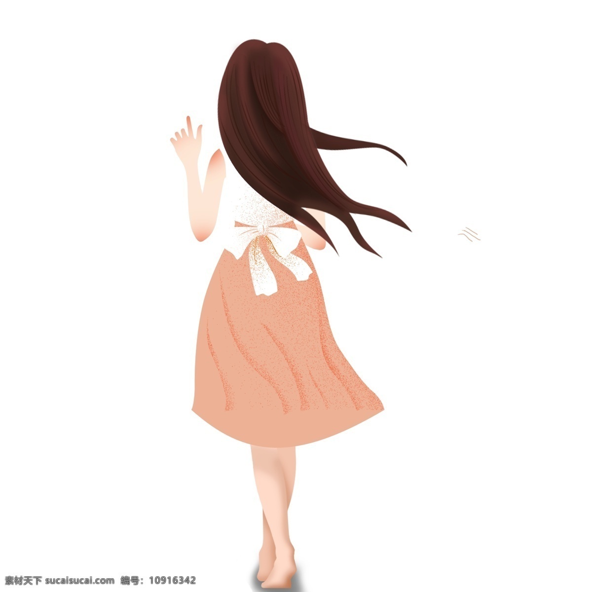 手绘 女孩 背影 图案 元素 人物 设计元素 简约 长发 手绘图案 元素设计 psd元素