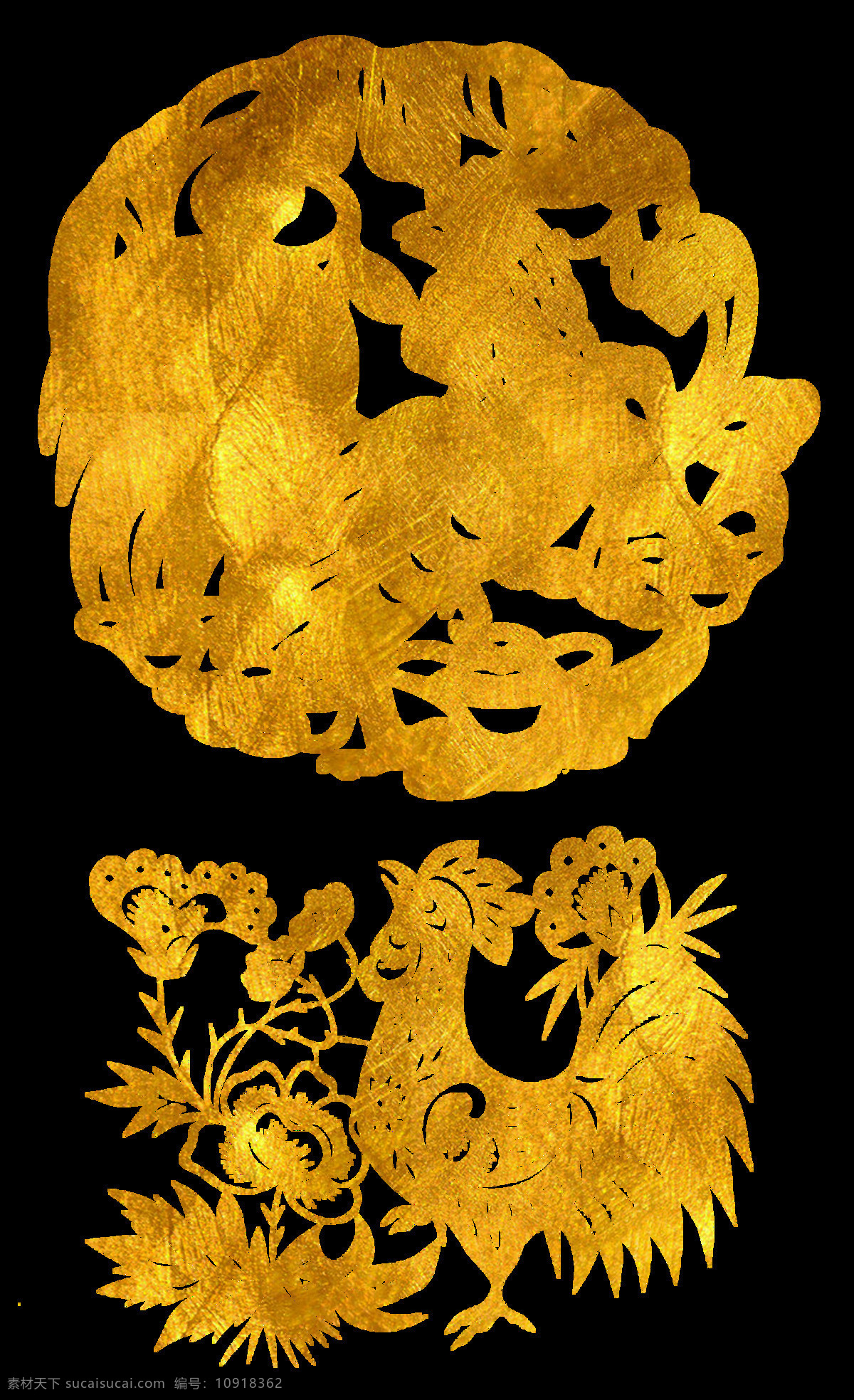 金色 质感 鸡 剪纸 鸡剪纸 鸡素材 喜庆 节日素材 底纹 花纹 文化艺术 节日庆祝